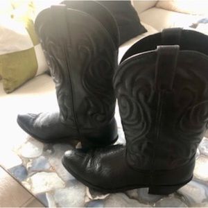 Laredo Boots 28-1820 Black Leather Western Men's Cowboy Boots Size 9 1/2